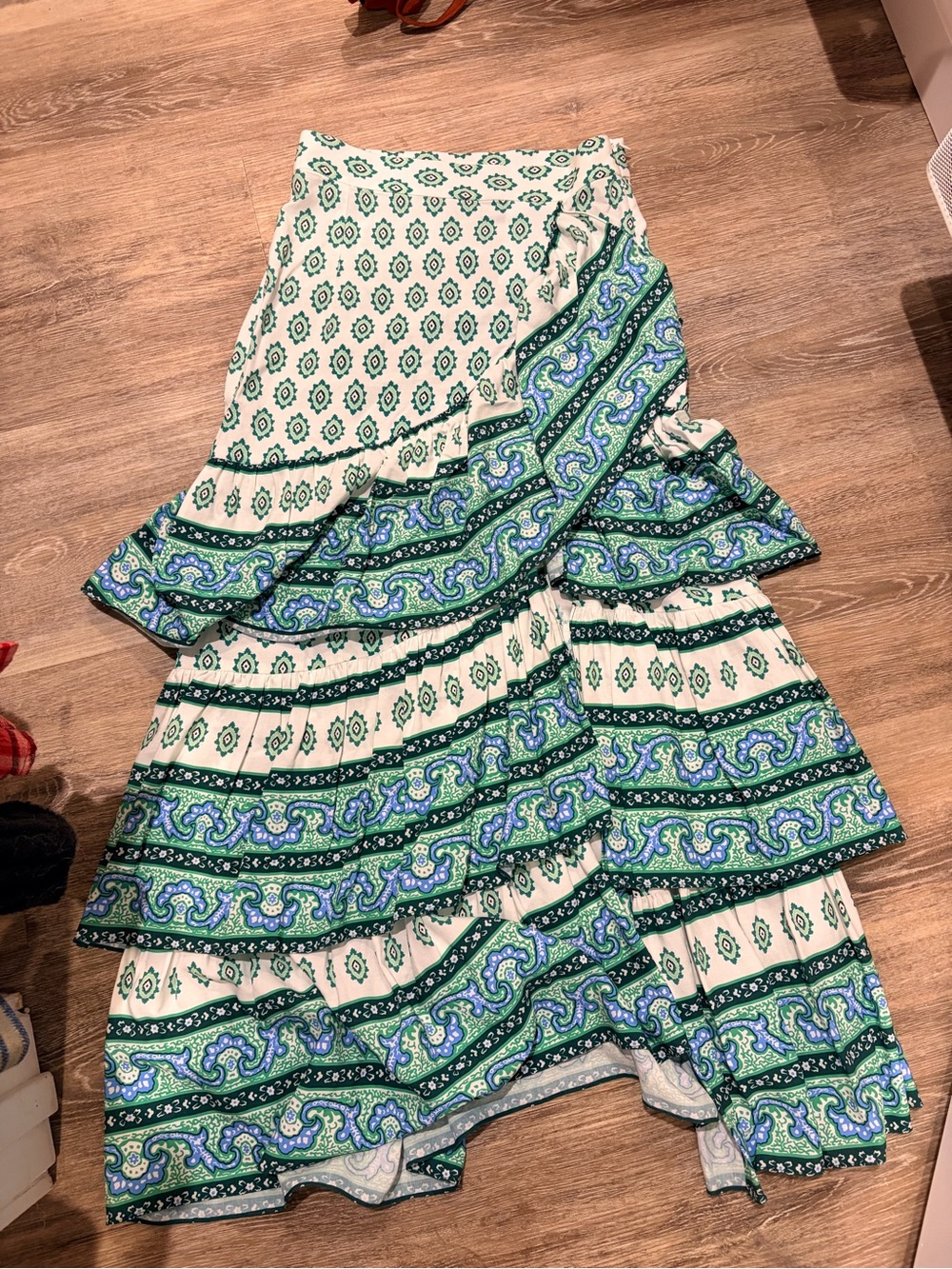 Sandro Green Printed Tiered Ruffle Skirt - Women's